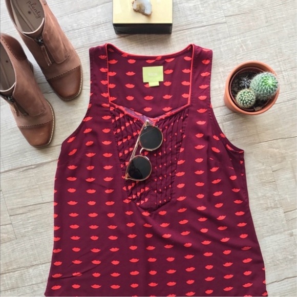 💋NEW! Anthropologie Maeve Amory lips tank - Picture 2 of 6